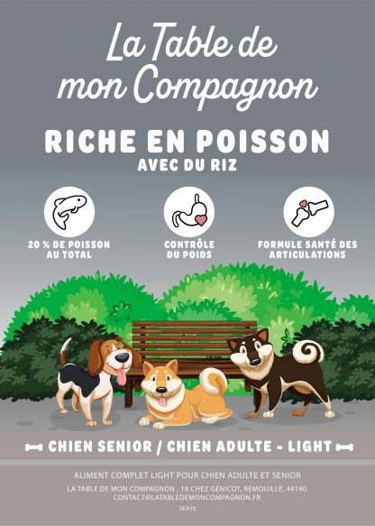 Poisson avec du riz - Chien sénior/ chien light 15 kgs